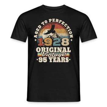 né en 1928 - 95 ans - T-shirt homme - noir - Devant - AI Model Male 178 light (178cm)