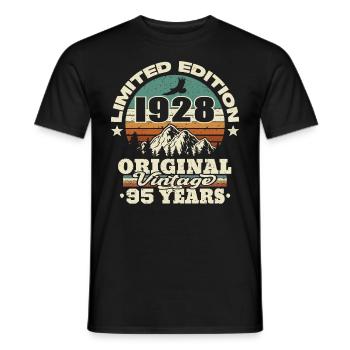 original vintage born in 1928 - 95 years old - Men's T-Shirt - black - Front - AI Model Male 178 light (178cm)
