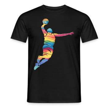 Abstrakte Basketball-Dunk-Kunst in leuchtenden Farben - Männer T-Shirt - Schwarz - Vorne - AI Model Male 178 light (178cm)