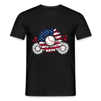 Patriotischer Baseball Sonnenblume - Männer T-Shirt - Schwarz - Vorne - AI Model Male 178 light (178cm)