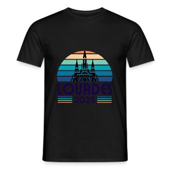Lourdes 2025 - T-shirt homme - noir - Devant - AI Model Male 178 light (178cm)