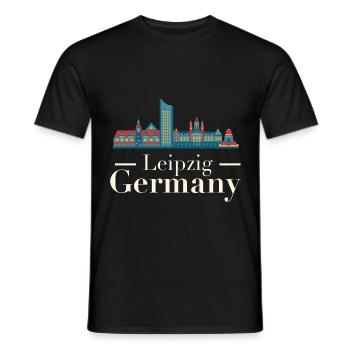 Leipzig Skyline - Men's T-Shirt - black - Front - AI Model Male 178 light (178cm)
