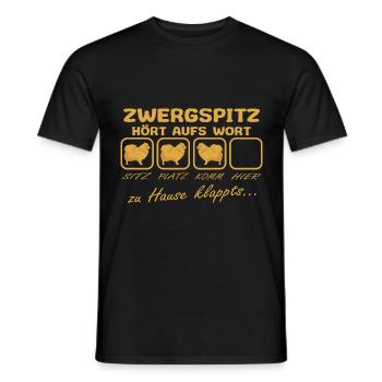 Zwergspitz Kleinspitz Mama Spruch Lustig aufs Wort - Männer T-Shirt - Schwarz - Vorne - AI Model Male 178 light (178cm)
