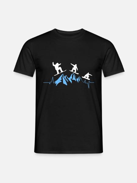 Herzklopfen - Berg - Snowboard - Männer T-Shirt - Schwarz
