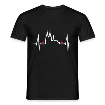Cologne Heartbeat Rouge Blanc Cologne Cathédrale Kölsch Cologne - T-shirt homme - noir - Devant - AI Model Male 178 light (178cm)