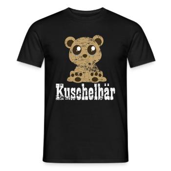 Cuddly toy soft toy bear love - Men's T-Shirt - black - Front - AI Model Male 178 light (178cm)