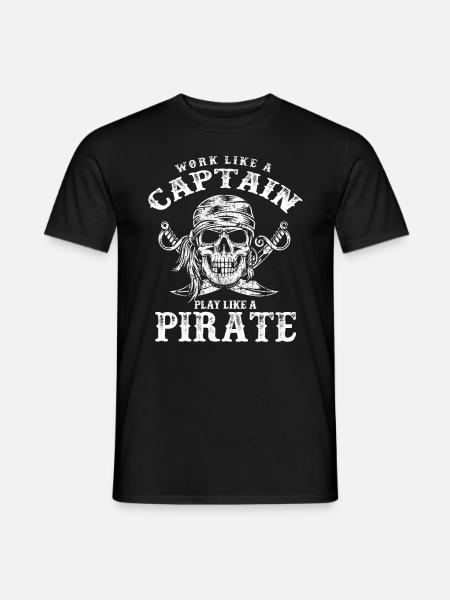 Pirate pirate captain halloween skull and crossbones - Men's T-Shirt - black
