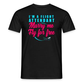 Stewardess Flight Attendant Flying Pilot Aircraft - Men's T-Shirt - black - Front - AI Model Male 178 light (178cm)
