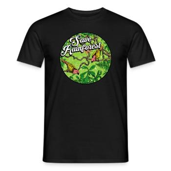 Forêt tropicale tropicale protection de l'environnement oiseaux jungle - T-shirt homme - noir - Devant - AI Model Male 178 light (178cm)