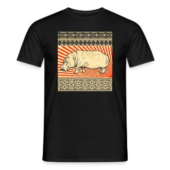 Hippo Hippopotamus Hippo - Men's T-Shirt - black - Front - AI Model Male 178 light (178cm)