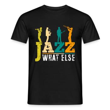 Saxophone Jazz Music Blues Guitar - Men's T-Shirt - black - Front - AI Model Male 178 light (178cm)