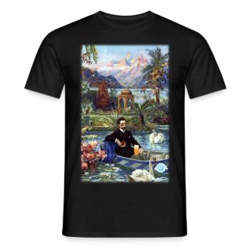 Da KINI. Bière, Bavière, drôle de chemise, Roi Ludwig - T-shirt homme - noir - Devant - AI Model Male 178 light (178cm)