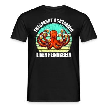 Achtarmig Reinorgeln Octopus Sauf Bier Party - Männer T-Shirt - Schwarz - Vorne - AI Model Male 178 light (178cm)