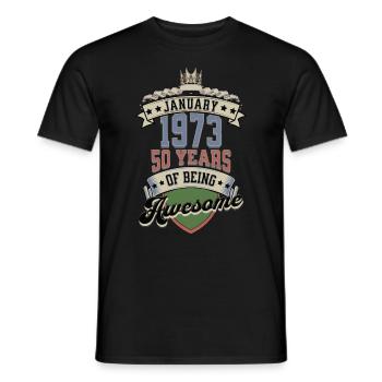 Cadeau d’anniversaire homme 50 ans Janvier 1973 - T-shirt homme - noir - Devant - AI Model Male 178 light (178cm)
