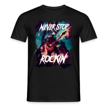 Never Stop Rockin' - Männer T-Shirt - Schwarz - Vorne - AI Model Male 178 light (178cm)
