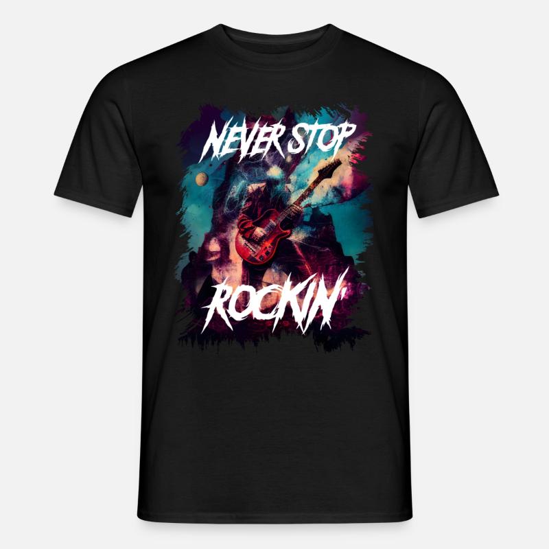Never Stop Rockin' - Männer T-Shirt - Schwarz