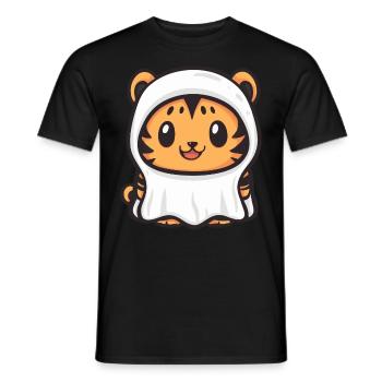 Tigre Halloween Drôle Fantôme - T-shirt homme - noir - Devant - AI Model Male 178 light (178cm)