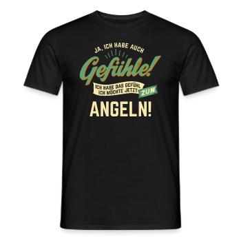 Gefuehle - ich moechte Sport - Angeln! - RAHMENLOS - Männer T-Shirt - Schwarz - Vorne - AI Model Male 178 light (178cm)