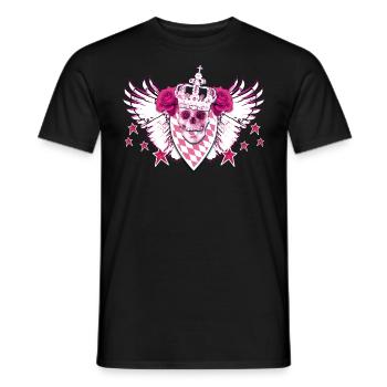 Crâne / Skull Pink Glamour - T-shirt homme - noir - Devant - AI Model Male 178 light (178cm)