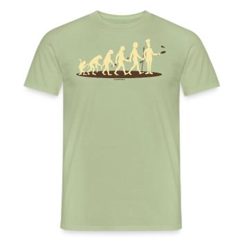 BBQ - Evolution Koch vom Affen zum Chef-Koch - - Männer T-Shirt - Sage - Vorne - AI Model Male 178 light (178cm)