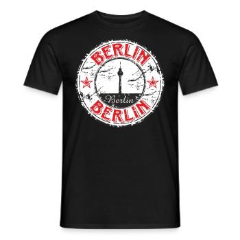MIX - Deutschland Berlin - Motiv mit Turm in rot - Männer T-Shirt - Schwarz - Vorne - AI Model Male 178 light (178cm)