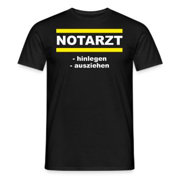FWD - Notarzt - hinlegen - ausziehen - PROVOKATIVE - Männer T-Shirt - Schwarz - Vorne - AI Model Male 178 light (178cm)