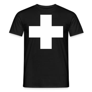 FWD - Weisses Kreuz - erste Hilfe - Feuerwehr und - Männer T-Shirt - Schwarz - Vorne - AI Model Male 178 light (178cm)