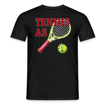 SPD - Tennis Schläger and angry Ball - das Motiv - Männer T-Shirt - Schwarz - Vorne - AI Model Male 178 light (178cm)