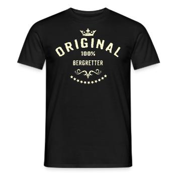Original 100 Prozent Bergretter - RAHMENLOS creme - Männer T-Shirt - Schwarz - Vorne - AI Model Male 178 light (178cm)
