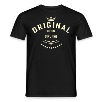 Original 100 Prozent Dipl Ing - RAHMENLOS creme - Männer T-Shirt - Schwarz - Vorne - AI Model Male 178 light (178cm)