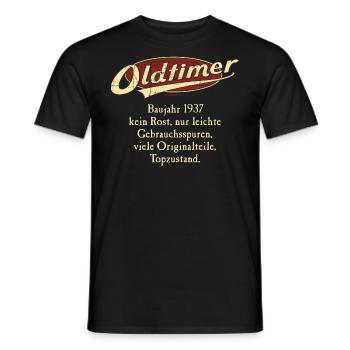 BD - Oldtimer Baujahr Jahrgang 1937 retro red - Männer T-Shirt - Schwarz - Vorne - AI Model Male 178 light (178cm)