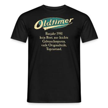 BD - Oldtimer Baujahr Jahrgang 1981 retro türkis - Männer T-Shirt - Schwarz - Vorne - AI Model Male 178 light (178cm)