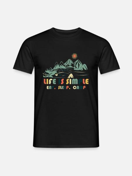 Life is simple. Eat. Sleep. Camp - Men's T-Shirt - black