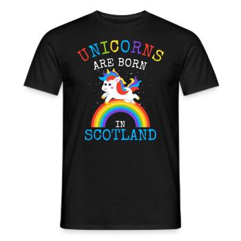 Les licornes sont nées en Écosse.Scottish Unicorn Kid - T-shirt homme - noir - Devant - AI Model Male 178 light (178cm)