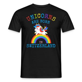 Les licornes sont nées en Suisse.Funny Unicorn Kid - T-shirt homme - noir - Devant - AI Model Male 178 light (178cm)