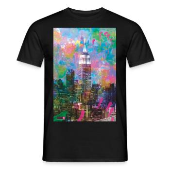 04 Good Morning NEW YORK! Poster Margarita Art - Men's T-Shirt - black - Front - AI Model Male 178 light (178cm)