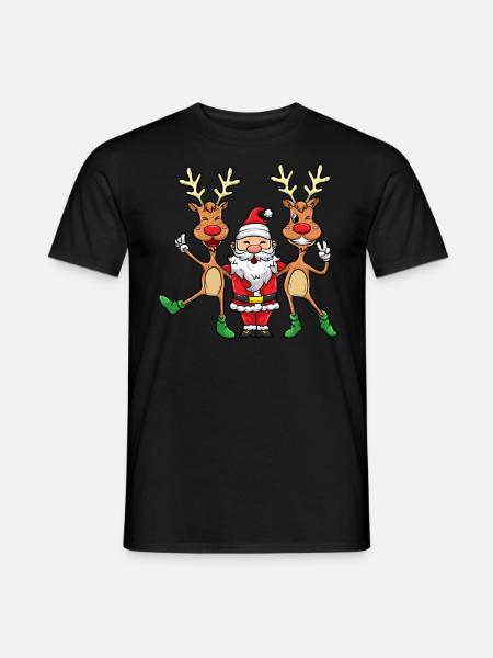 Weihnachtsmann Santa Rentier Tanzen Geschenk - Männer T-Shirt - Schwarz