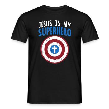 Jesus Christus Held Superheld Geschenk Kreuz - Männer T-Shirt - Schwarz - Vorne - AI Model Male 178 light (178cm)