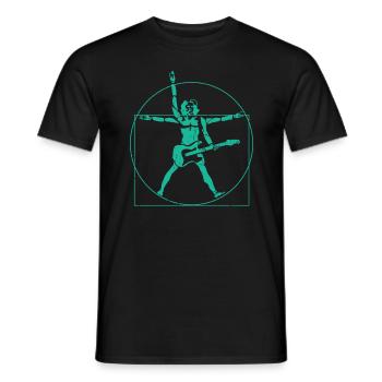 Da Vinci Rock Guitar Guitarist Retro Gift - Men's T-Shirt - black - Front - AI Model Male 178 light (178cm)