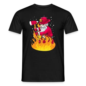 Noël Santa pompier cadeau - T-shirt homme - noir - Devant - AI Model Male 178 light (178cm)
