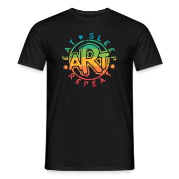 Art Kunst : Eat Sleep Art Repeat - Männer T-Shirt - Schwarz - Vorne - AI Model Male 178 light (178cm)