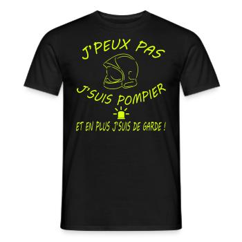 j peux pas j suis pompier - T-shirt homme - noir - Devant - AI Model Male 178 light (178cm)