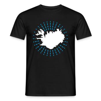 Bannière de drapeau contour Islande cadeau carte - T-shirt homme - noir - Devant - AI Model Male 178 light (178cm)
