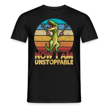 Now I Am Unstoppable Retro Style T-Rex Dinosaur - Men's T-Shirt - black - Front - AI Model Male 178 light (178cm)