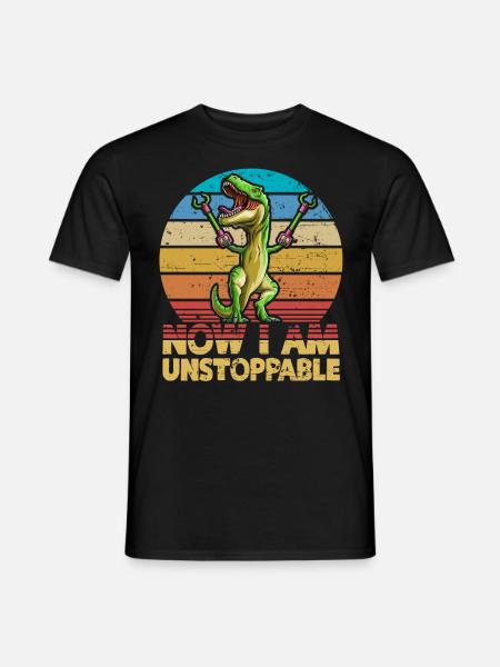 Maintenant, je suis un dinosaure T-Rex de style rétro imparable - T-shirt homme - noir