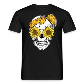 Skull Sunflower Shirt Cute Floral Gift Flower - Men's T-Shirt - black - Front - AI Model Male 178 light (178cm)
