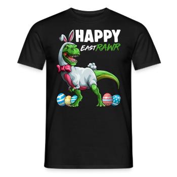 Happy Eastrawr T Rex Dinosaur Easter Bunny Gift - Men's T-Shirt - black - Front - AI Model Male 178 light (178cm)