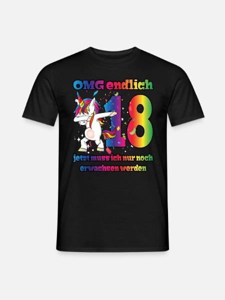OMG endlich 18! Dabbing Einhorn 18. Geburtstag - Männer T-Shirt - Schwarz