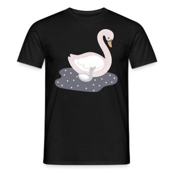 Maman cygne avec bébé fille cygne - T-shirt homme - noir - Devant - AI Model Male 178 light (178cm)