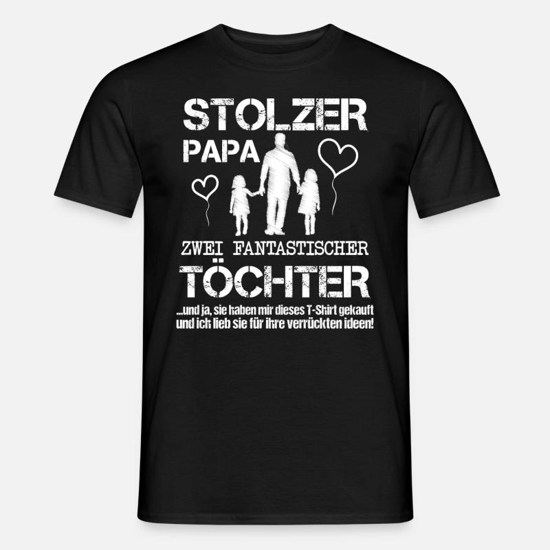 Stolzer Papa zwei Töchter - Männer T-Shirt - Schwarz